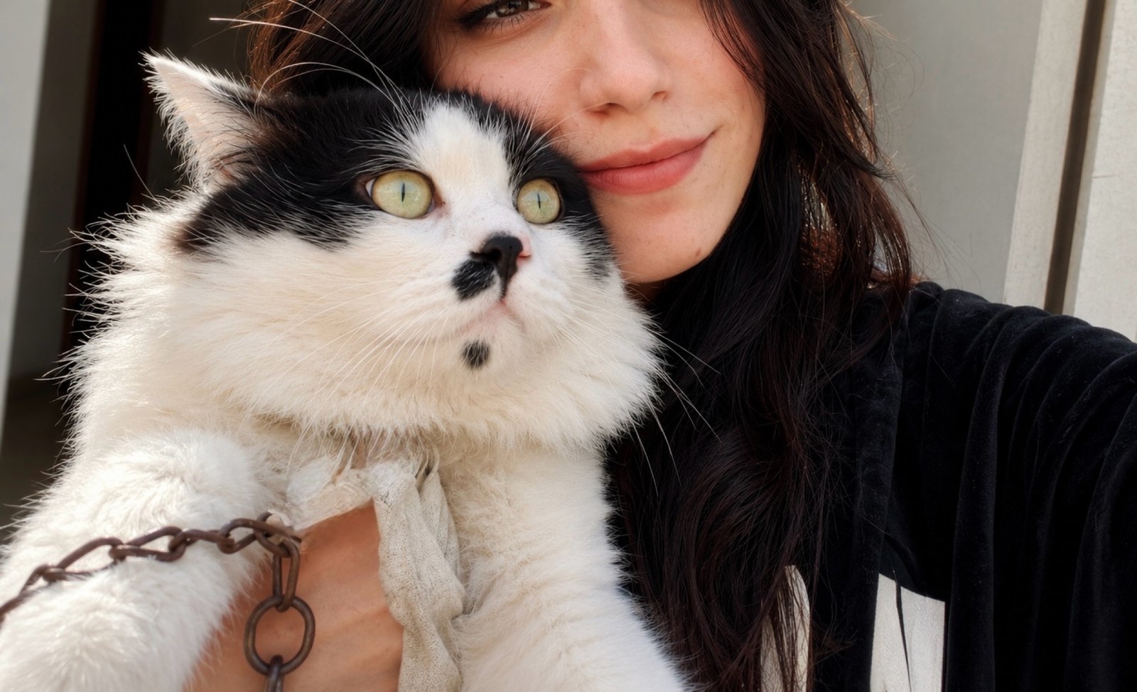 Kashf Akhtar with cat